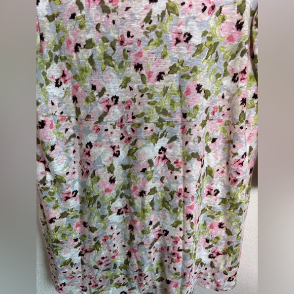 J. Jill 100% Linen Romantic Floral 3/4 Sleeve Tie Back Tunic Length Blouse XS - Picture 6 of 9